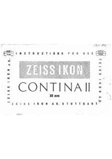 Zeiss Ikon Contina 2 manual. Camera Instructions.